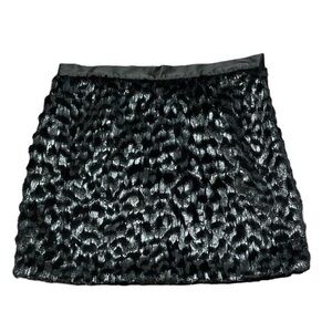 NWT Nikibiki Black Cheetah Fur Mini Skirt Size S